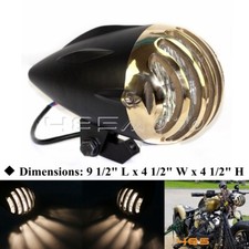 Faro de parrilla con aletas de bala de motocicleta de 4,5"" lámpara H4 para Harley Dyna Chopper