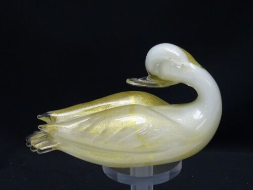 LARGE ATTRIB. FORMIA MURANO GOLD FLECK DUCK SCULPTURE 10" - Picture 3 of 10