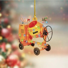 Personalized Concrete Cement Mixer Truck Flat Ornaments, Concrete Mixing Xmas