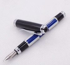Fuliwen Celluloid Fountain Pen Medium Nib, Fashion Blue & White Squares Pen
