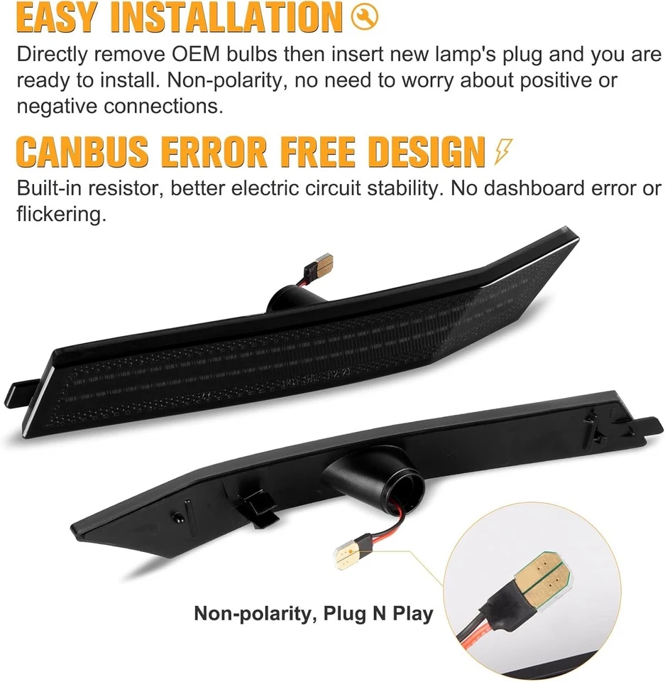 LED Smoked Lens Front Side Marker Lights For 2006-2009 Ford Fusion Mercury Milan Foto 4 de 4