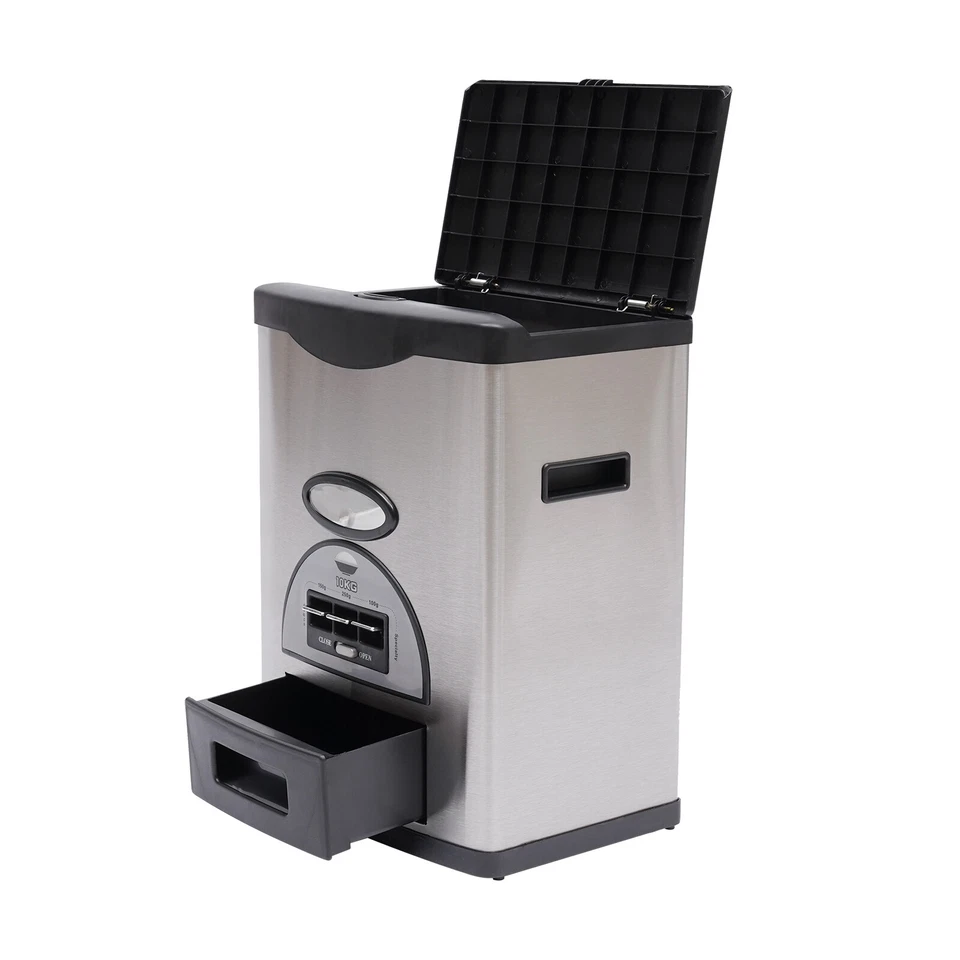 Dispensador de arroz automático de 22 lb dispensador de arroz de acero inoxidable caja de almacenamiento de arroz negro Foto 3 de 4