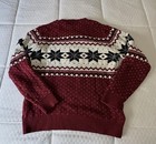 Old Navy Fair Isle Sweater Men’s M Red Cream Nordic Cabin Core Winter Holiday  — photo 3