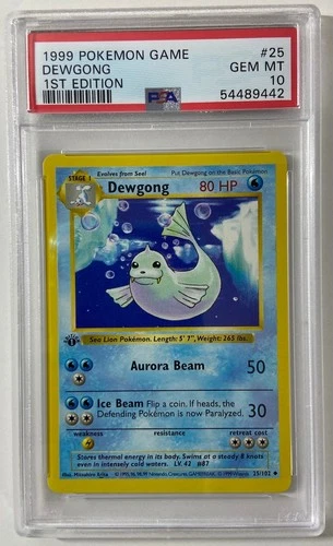Pokemon - Base Set 1st Edit. 1999 Shadowless "DEWGONG" PSA 10 GemMint #25/102.