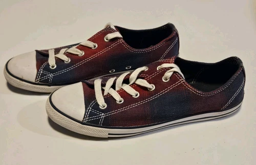 Converse donna ALL STAR OX rosso blu a quadri basse casual 549611F taglia 9
