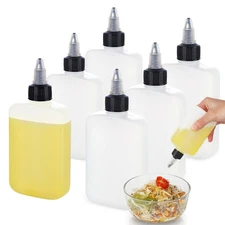 6 Pack Mini Squeeze Bottles for Liquids for Camping Kitchen Cooking 4oz Oil