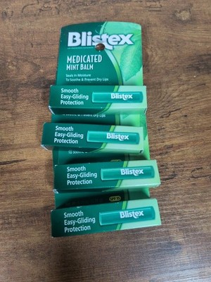 4 Pack Blistex Medicated Mint Balm Spf 15 0.15 Oz Ea CLEARANCE 