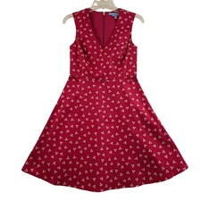 Draper James Fit & Flare Dress Women 2  pink Floral V-Neck Sleeveless