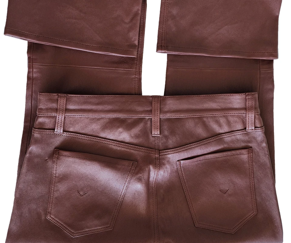 Pantalones de cuero de cordero Hudson Barbara de tiro alto para mujer talla 29 Foto 4 de 4