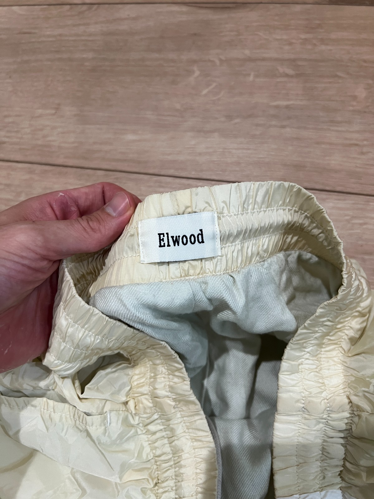 Elwood Beige Nylon Track Pants – Fits M (No Size Tag)