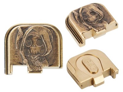 NDZ Glock 43 43X 48 Brass 3D Slide Cover Back Plate Grim Reaper