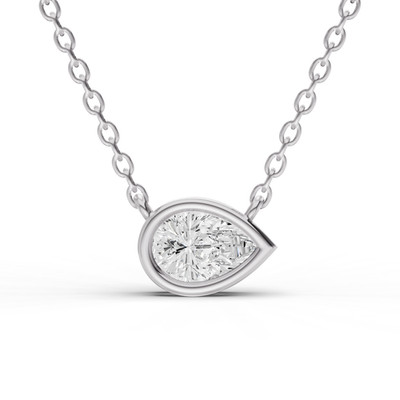 14K Weißgold 1CT Lab Grown Birnenform Diamant Solitär Anhänger