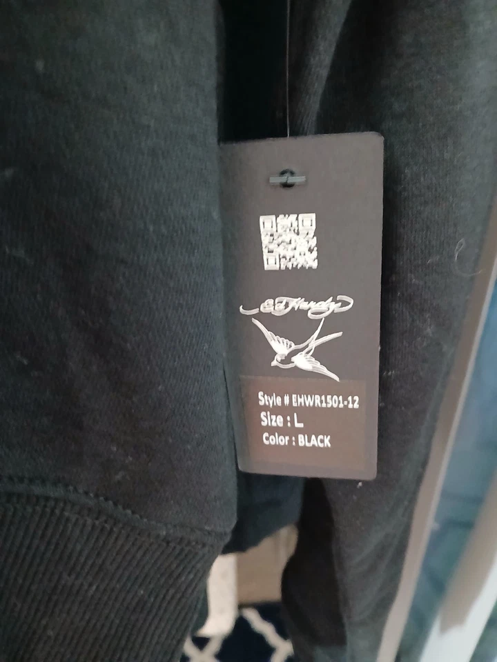 NUEVO CON ETIQUETAS Ed Hardy Sudadera con Capucha Negra DEH Corazón Daga Mujer Talla L Foto 2 de 4