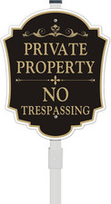 Private Property No Trespassing Sign with Stake - 12x10 Inch /35.4 inch Heigh...