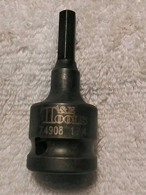 T&E TOOLS 74908 1/2'' DRIVE 1/4'' HEX IMPACT SOCKET SAE 