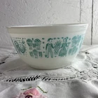 1950s Pyrex Vintage Mixing Bowl Amish Butter print 402 1.5qt White/Turquoise
