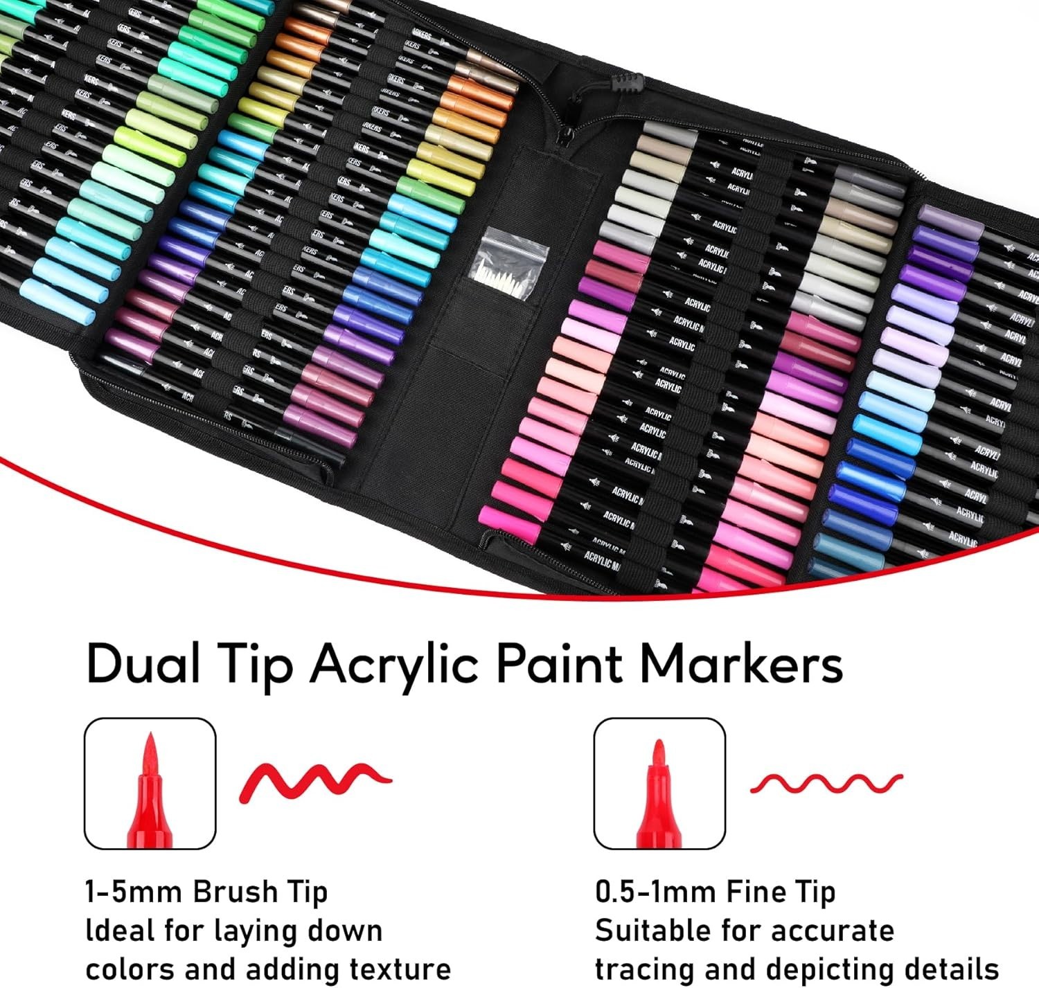 Artistic Expression Set: 120 Colors Acrylic Markers w/ Metallics & Portable Case