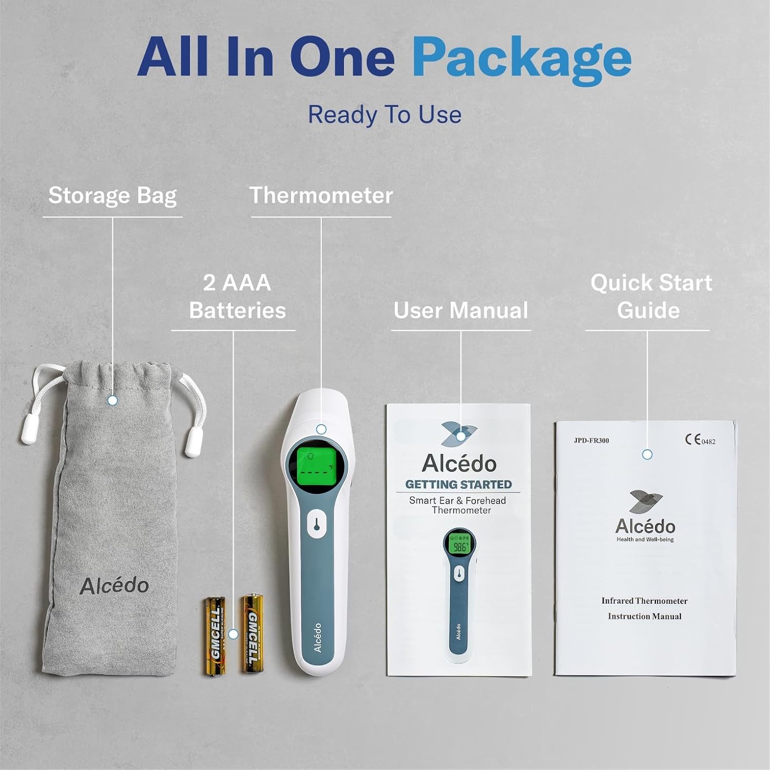 Alcedo Forehead & Ear Thermometer | Touchless Infrared, Instant Read, Medical