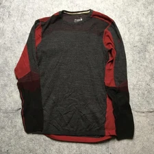 Smartwool Intraknit 200 Sweater Mens Large Gray Red Merino Wool Pullover Outdoor