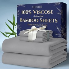 100 Viscose Derived from Bamboo Sheets Queen Size 4pcs - Ultra Soft Luxuri...