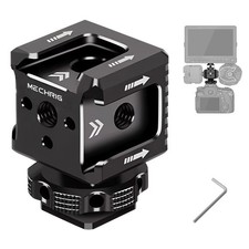 Triple Cold Shoe Mount with 1/4" Thread, Aluminum Camera Hot Shoe Extension Brac