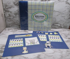 Premade 8x8 Baby Boy Scrapbook Photo Album Baby Gift 40 Pics Handmade layouts