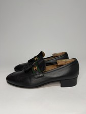 Gucci Black Leather Web GG Detailed Tassel Loafers Size 10 UK/ 11 US