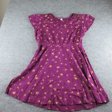 Old Navy Dress Women XL Purple Floral Flutter Sleeve V Neck Fit Flare Rayon