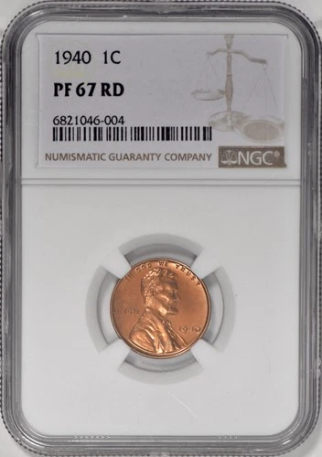 1940 Proof Lincoln Cent 1c Penny NGC PF67RD (PR67)