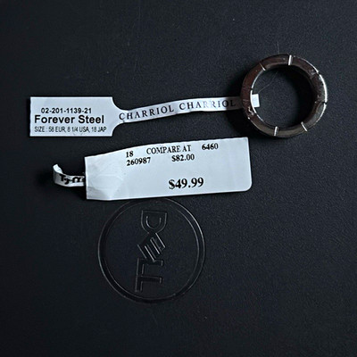Title: Charriol Forever Steel Cable Ring Size 8.25 US NEW WITH TAGS