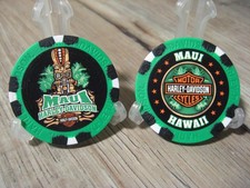 Maui Harley Davidson Poker Chip - Tiki Guy - Maui, Hawaii - Green Black