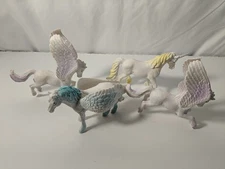 4X Vtg Pastel Pegasus & Unicorn Toy Greenbrier International Hard Plastic 