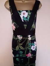 Ted Baker Kacied Black Floral Trellis Print Midi Dress Size 2 ( 10)