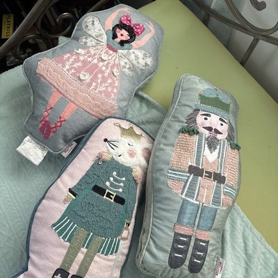 Set of 3 Martha Stewart Christmas Nutcracker Character Throw Pillows 19''
