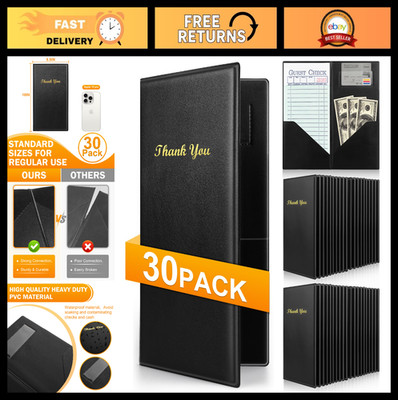 30 Pcs Check Presenters for Restaurants, PVC Server Books, Waitress Guest Check