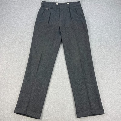 Vintage Polo Ralph Lauren Pleated Wool Pants Mens 31x33 Gray Baggy Talon Zip 80s