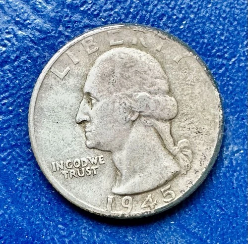 1945-D Washington Quarter. 90%  Silver. AU Condition. Charity Auction.