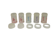 Lot of 5 Vintage Playtex Nurser Bottles 4oz Drop-Ins Liner w 2 Lids 3 Rings