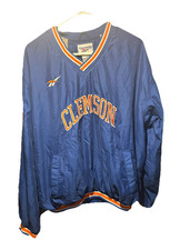Vintage Reebok Clemson Tigers University Blue Orange Jacket with Orange Paw Logo