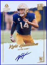 Kyle Hamilton 2022 Luminance Year One Rookie Auto On Card, Ravens RC. rookie card picture