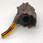 Vintage Wood Hand Carved  Tobacco  Indian Brave Chief Head Bust Display Pipe — photo 5