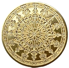 Intricate Mandala with Scroll Border Wax Seal Stamp head,  1.2" diameter