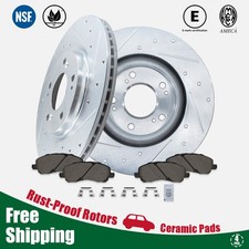 Front Drilled Brake Disc Rotors Ceramic Pads Kit For Dodge Avenger Jeep Compass Front Drilled Brake Disc Rotors Ceramic Pads Kit For Dodge Avenger Jeep Compass