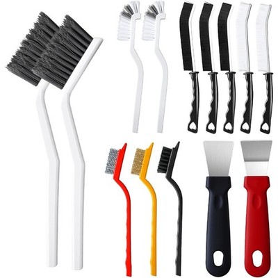 V Shape Grout Cleaner Brush Set 14Pcs Hard Bristle Deep Scrub Brushes for