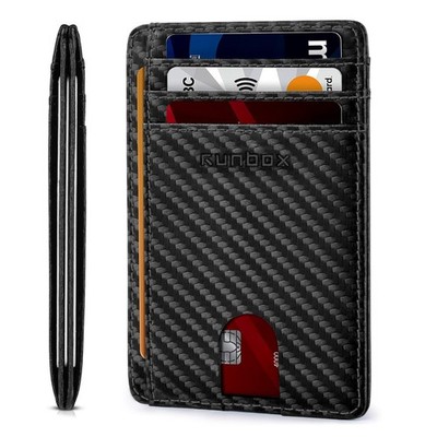 RUNBOX Slim ID Cases Minimalist Front Pocket RFID Blocking Leather Wallets for M