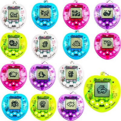 15 Pcs Heart Shaped Virtual Pets Keychain Electronic Digital Pets Keychain Ha...