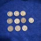 Lot Of 10 Mercury Dimes Silver 90%