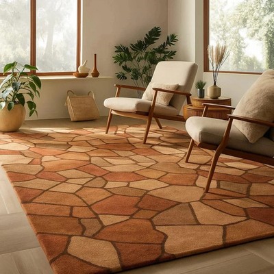 Hand Tufted 100% Wool Rug Abstract Geometric Color Multi Design Carpet Rug