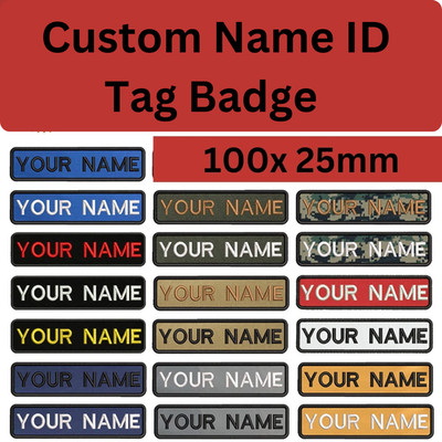 Personalisierte Stickerei Ausweis Abzeichen Moral Patch individuelles Namensschild 10x2,5cm HOOk/EISEN