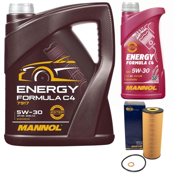 MotoröL Set Mannol 5W30 C4 API SN 6 Liter + ÖLfilter FüR Mercedes C-Klasse CL203-image